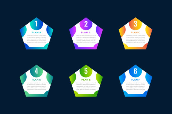 Pentagon Gradient Infographic Six Step Graphics for Modern Infographics
